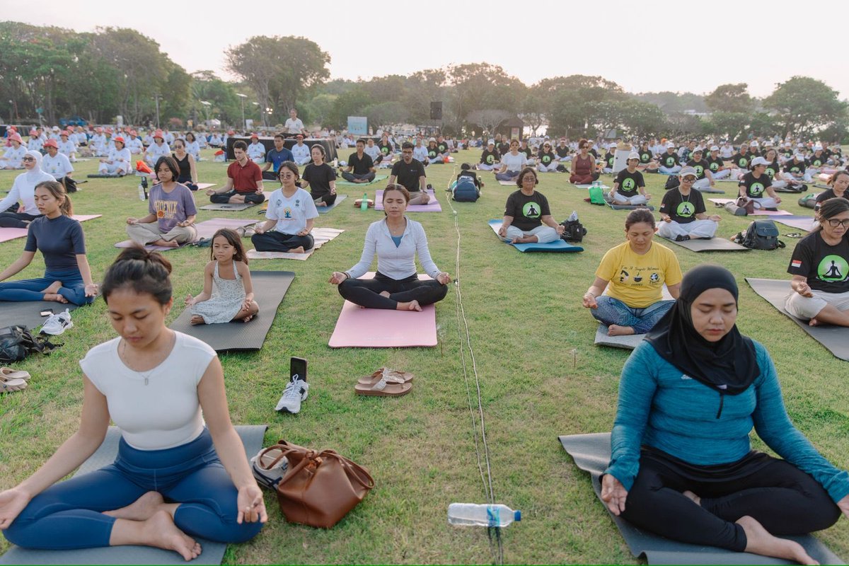 The programme received a very warm welcome from excited participants who flocked the ground to join the biggest Yoga event in Bali. Led by Yoga Guru Naveen Meghwal, people enjoyed the invigorating session.

#IDY2025
#YogaForOneEarthOneHEalth
#YogaDay2025
#YogaForAll
#YogaMahotsav