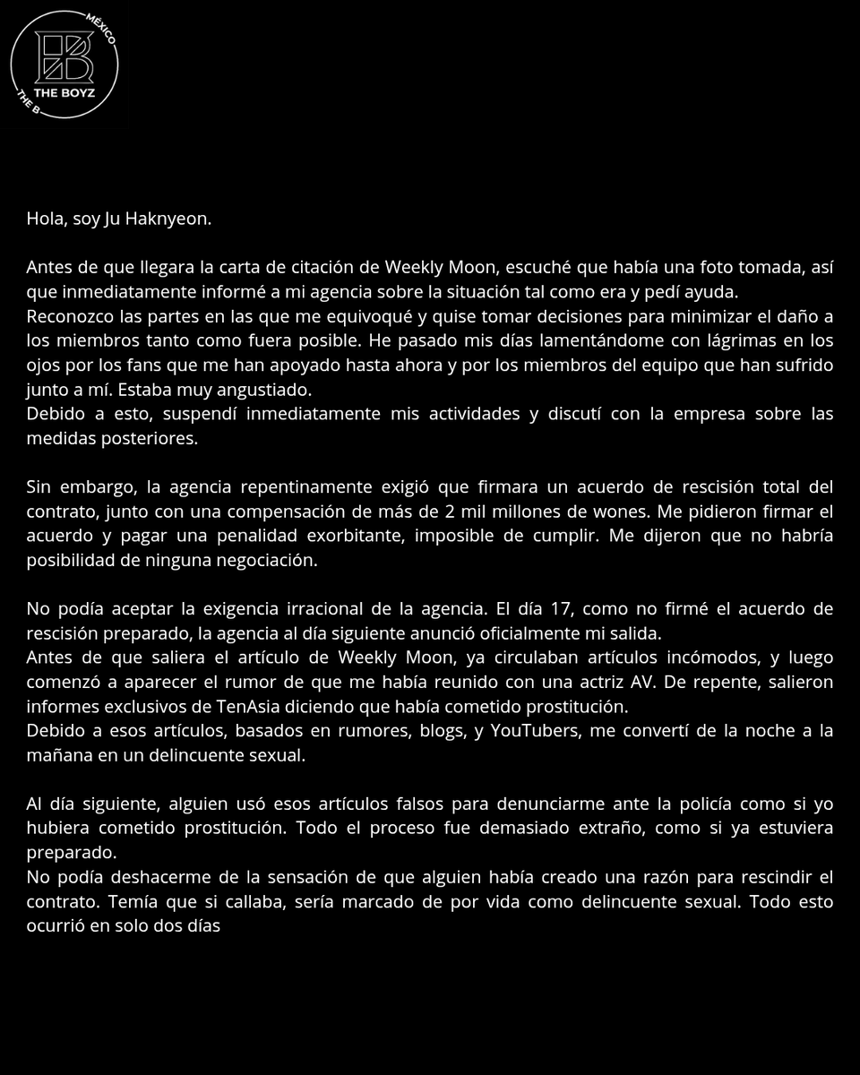 TheB_Mexico's tweet photo. Haknyeon público una carta mediante ig. https://t.co/pXCStoGsmJ