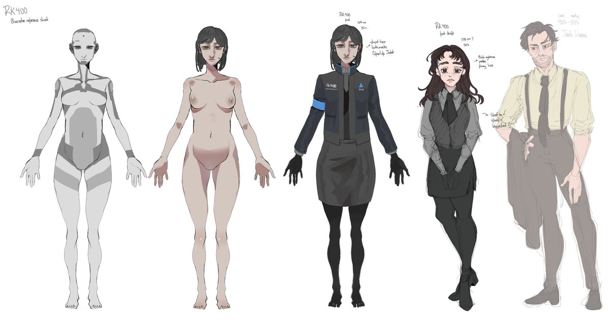 Chibaaaa08's tweet photo. #DetroitBecomeHuman OCs! 
Meet RK400, a field prototype model previous to RK800 (Connor) assigned to Las Vegas Bureau of Public Safety. 
[A Thread]

#fanart #DetroitBecomeHumanFanart #OC #rkgk #characterdesign #characterart #charactersheet https://t.co/HL9QNuxUJR