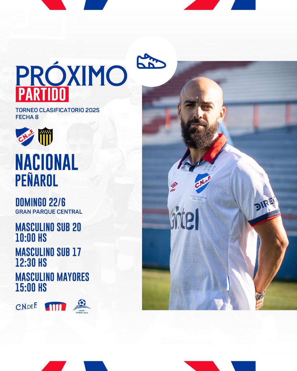 📺 10 am 👉🏾  Sub 20 por Youtube oficial de Nacional 
📺 15 hs 👉🏾  1a. por AUFTV

#MismoEscudoMismaPasión