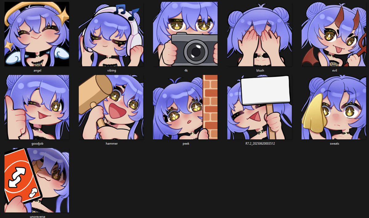I almost forgot but here are more emotes made by <a href="/Phashiri0599/">PhashiriQwQ| EMERGENCY COMMISSION OPEN</a> I love them so much! #Vtuber