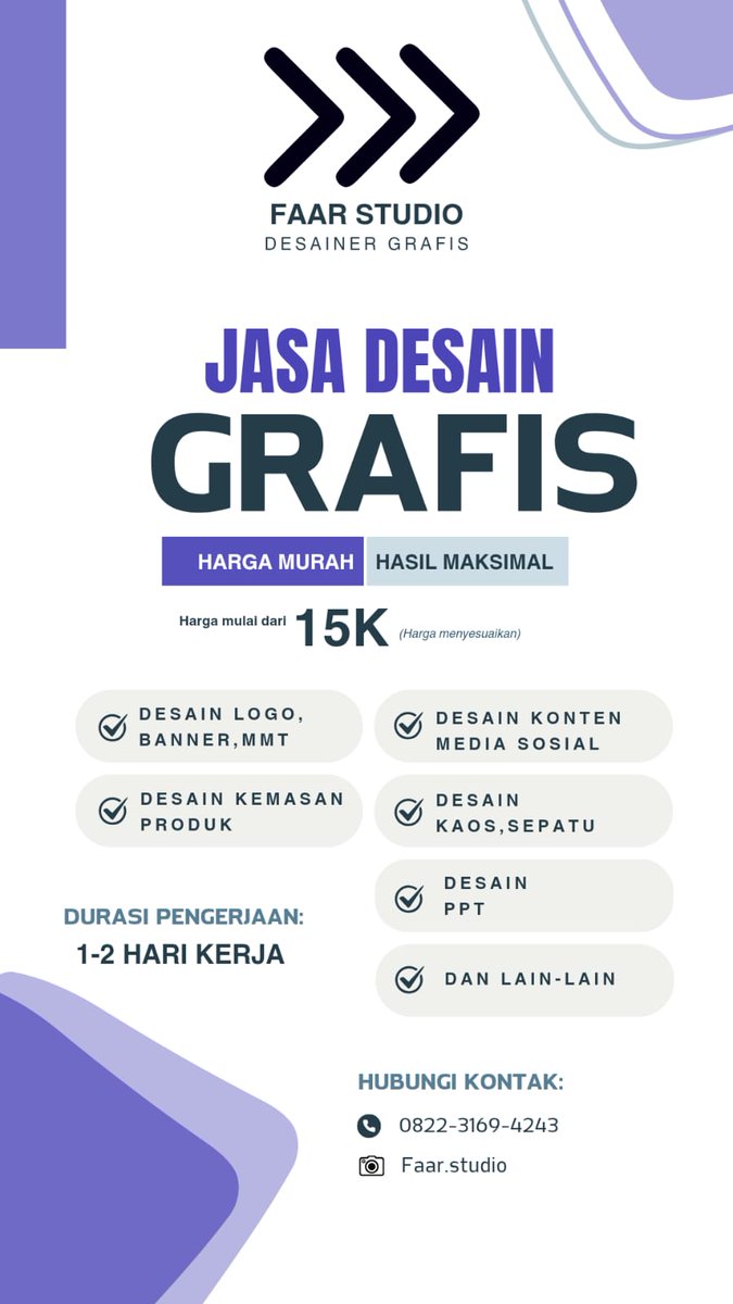 _learningtobe's tweet image. 𝗢𝗽𝗲𝗻 𝗝𝗮𝘀𝗮 𝗗𝗲𝘀𝗶𝗴𝗻
 𝗱𝗮𝗻 𝗘𝗱𝗶𝘁𝗶𝗻𝗴 🖊️👨🏼‍💻

• MMT, Flyer, Poster 
• Logo, Sepatu, Kaos 
• Foto 
• Dll

 🤫 Ngga cuma itu... Kami melayani:
✏️ Copy writer 
📃 Merapikan dokumen 
📌 Joki PPT 

✓✓ Harga menyesuaikan 
✓✓ Bebas konsultasi revisi sampai cocok