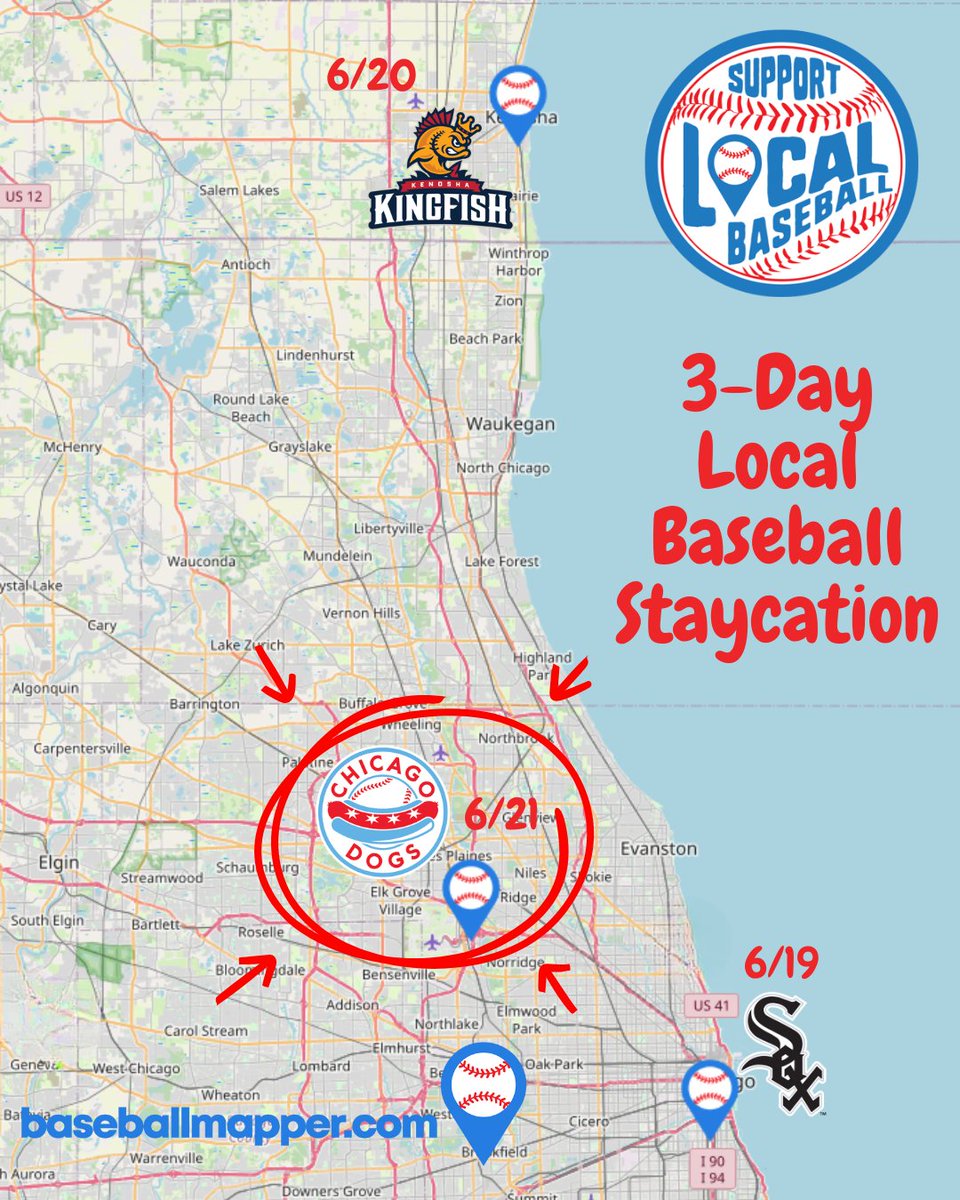 baseballmapper's tweet photo. Day 3 of our Baseball Staycation brings us to @TheChicagoDogs for the @CurvedBrim outing! #NoKetchup #SupportLocalBaseball https://t.co/UPhlCZ9qP4