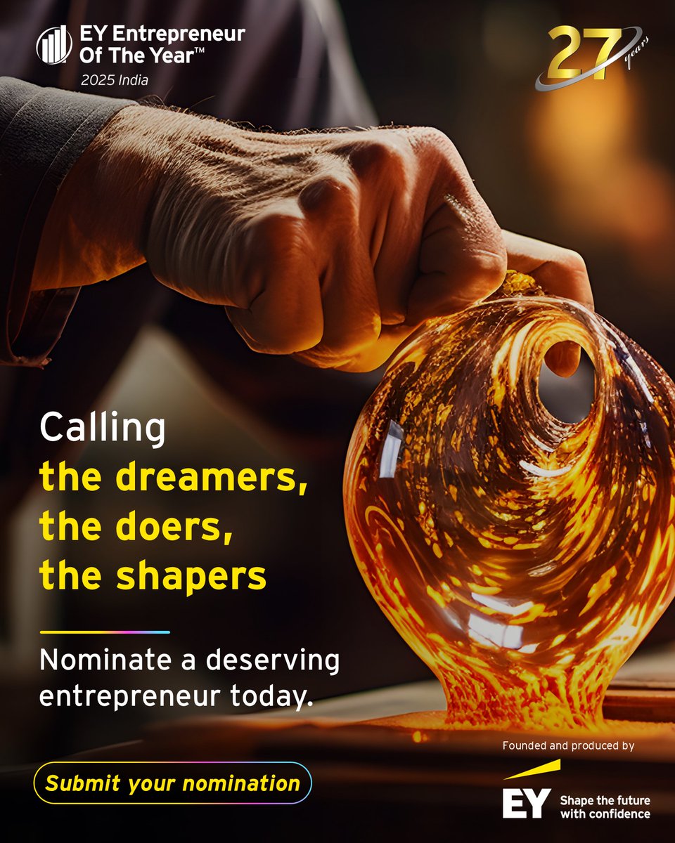 EY_India's tweet image. Every bold idea starts with a dreamer.
Every breakthrough comes from a doer.
Every legacy is built by a shaper. 
Let’s celebrate and honour them.

Visit: go.ey.com/4ejytVa

#ShapersOfIndiasFuture #EOY #Entrepreneurship