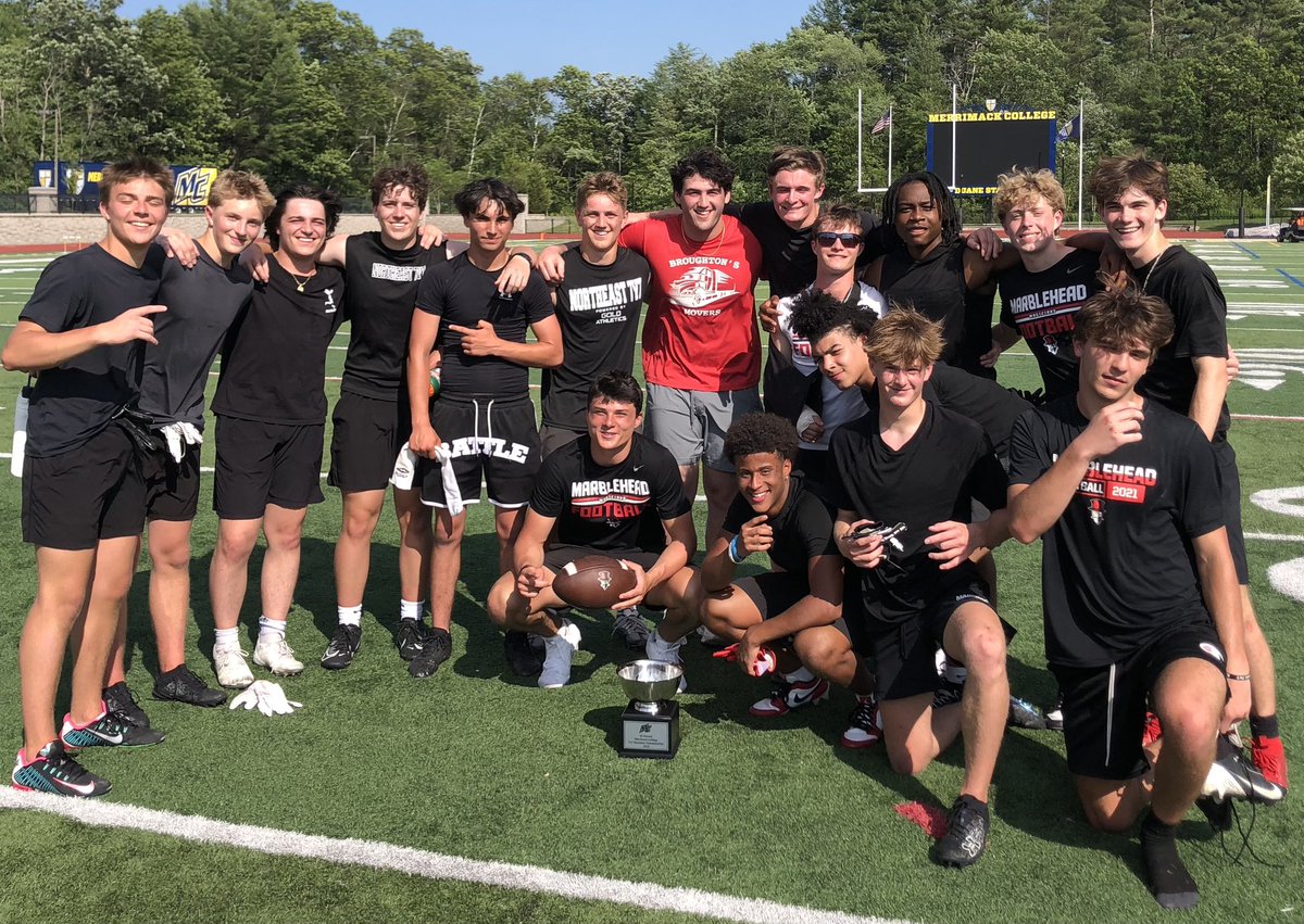 mheadfootball's tweet photo. Great competition today at the Merrimack Football 7 on 7s. Marblehead beat Tewksbury in the semis and Melrose in OT to take the title.  #Merrimack_FB https://t.co/w05VFWrPEh