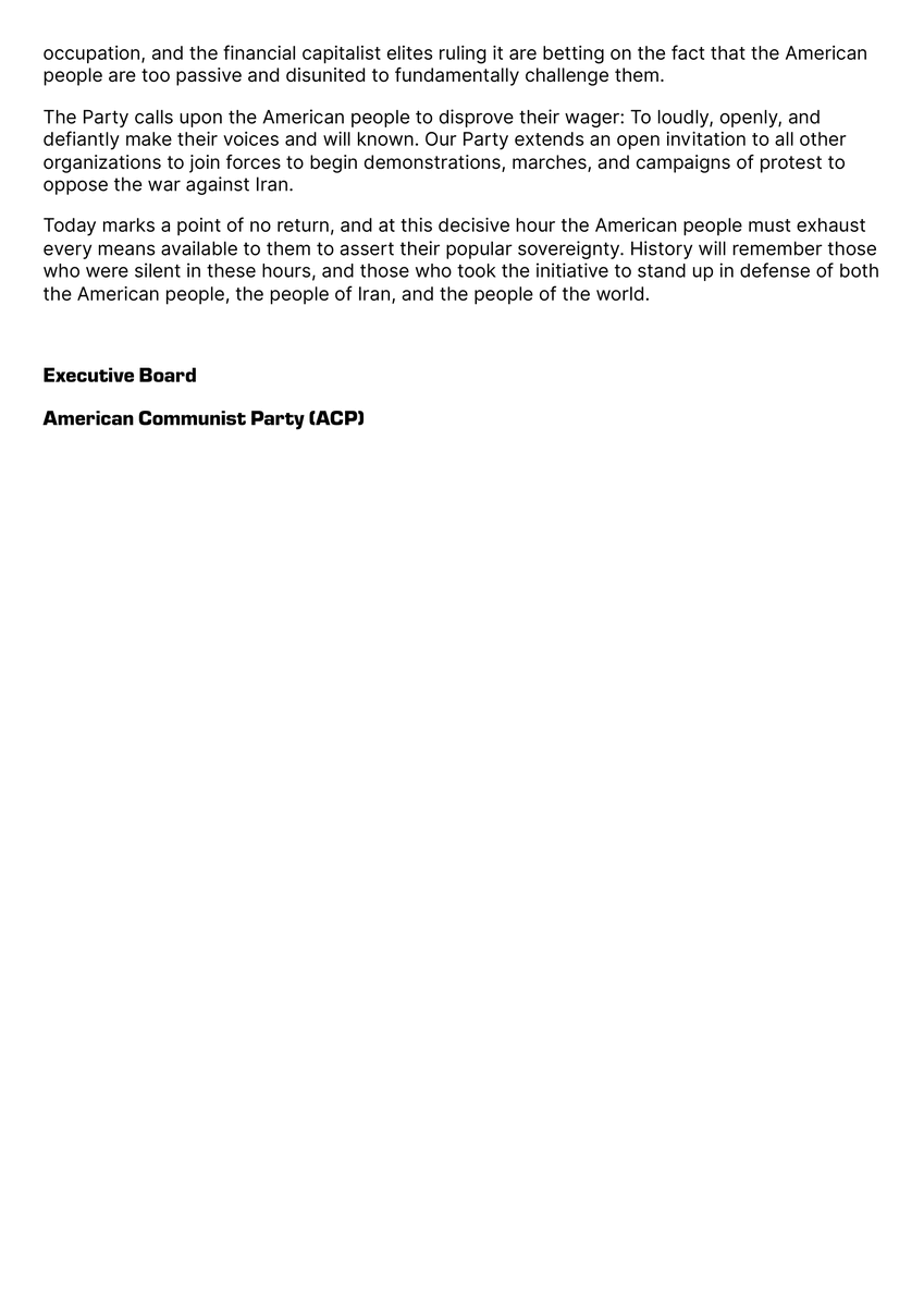 ACPMain's tweet image. The American Communist Party calls upon all freedom-loving Americans to UNITE against the illegal war of aggression on Iran!

No more fighting “Israel’s” wars!