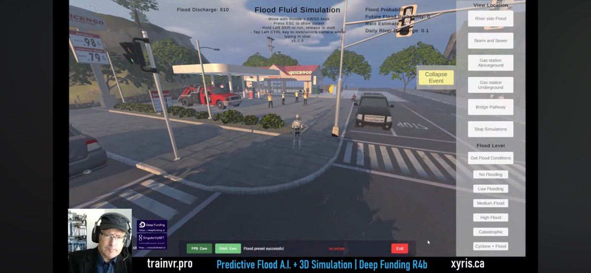 XyrisKennXR's tweet image. Ran my first Youtube Live for 2025! 
Round 4b of #SingularityNet Support #DeepFunding funded my flood prediction ML model & real time 3D explorable test environment populated with #chatgpt #conversational avatars in #unity3d.
youtube.com/live/lg0UEGlDQ…
runtime: 43 minutes.