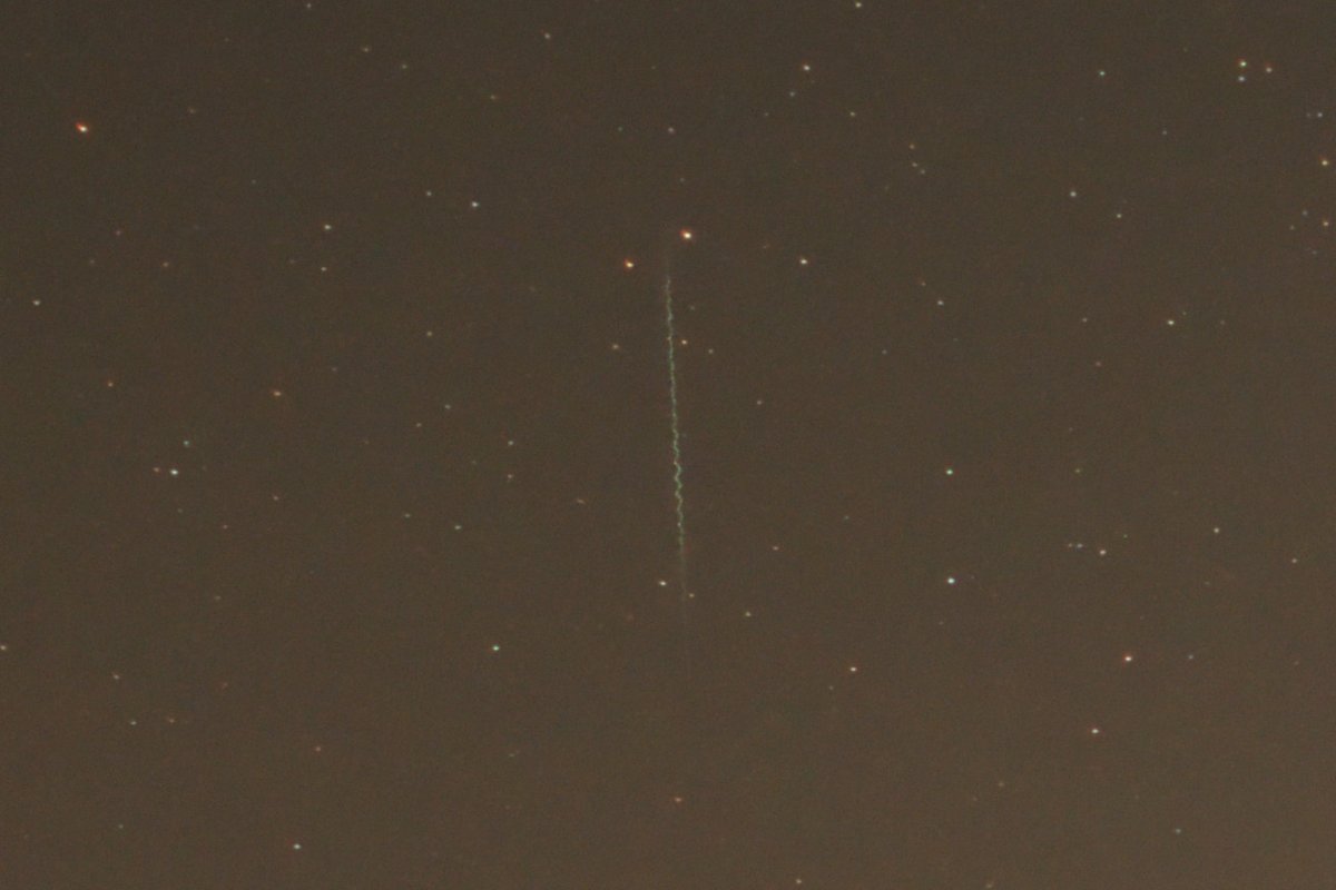 I happened to capture this meteor while trying for sprites last night.  It was very windy which caused the trail to show this wavy path as the wind affected the position of the camera.
For anyone who could use a laugh right now.