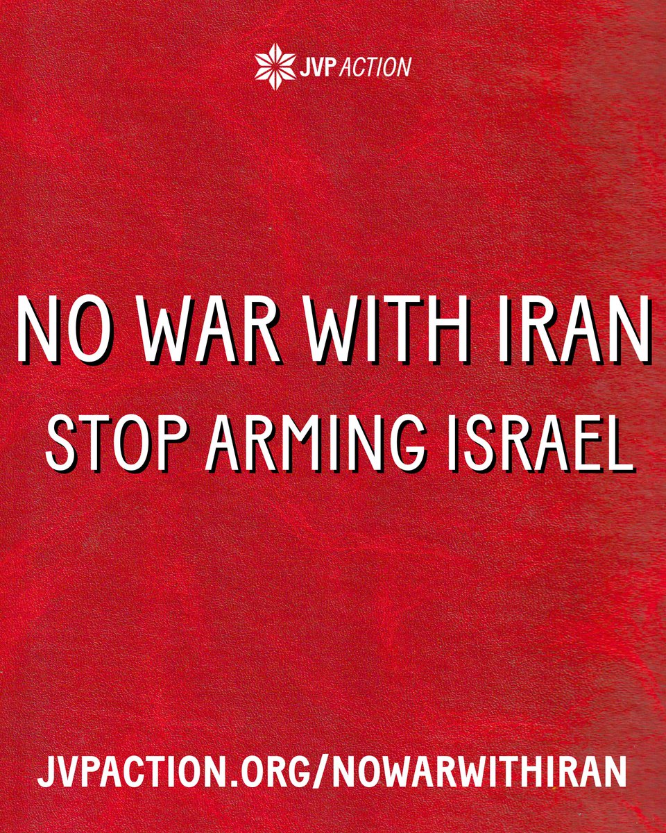 The Trump regime just joined the Israeli government's attacks on Iran. As Israel's genocide against Palestinians continues to escalate, tens of millions more are now at risk from a catastrophic regional war.

ACT NOW: No War with Iran, Stop Arming Israel. jvpaction.org/nowarwithiran