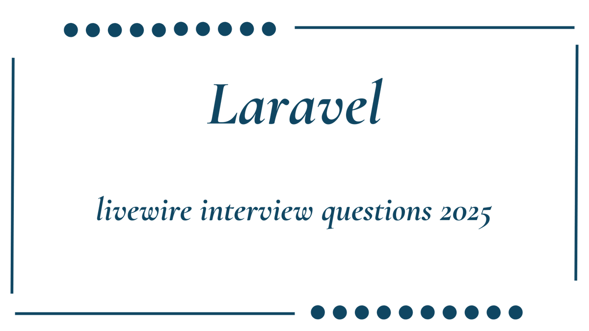 🚀 Laravel devs!

Prepping for interviews in 2025?
Here are 🔥 25 expert Livewire Q&amp;As you should know:

❓ What’s wire:model.live?
❓ How does hydrate() work?
❓ Livewire perf tips?

🔗 laraveldailytips.com/livewire-25-ex…

#Laravel #Livewire #PHP #WebDev #InterviewPrep