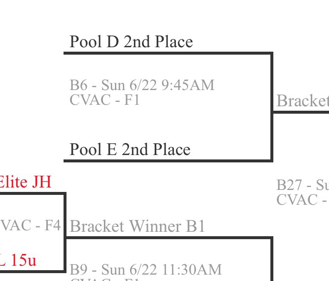 Game time and location for bracket tomorrow!!! Let’s go!!!