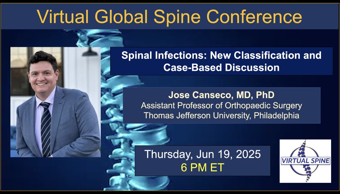 Virtual Global Spine Conference (@virtualspine) on Twitter photo ๐ข Missed the session? You can now watch the latest <a href="/virtualspine/">Virtual Global Spine Conference</a> Conference featuring Dr. Jose Canseco discussing the <a href="/AOSpine/">AO Spine</a> Infection Classification with case-based insights. It's now our #YouTube!
youtube.com/watch?v=vMwk2Vโฆ
#SpineSurgery #Neurosurgery #Orthopedics #AOSpine ๐ข Missed the session? You can now watch the latest <a href="/virtualspine/">Virtual Global Spine Conference</a> Conference featuring Dr. Jose Canseco discussing the <a href="/AOSpine/">AO Spine</a> Infection Classification with case-based insights. It's now our #YouTube!
youtube.com/watch?v=vMwk2Vโฆ
#SpineSurgery #Neurosurgery #Orthopedics #AOSpine