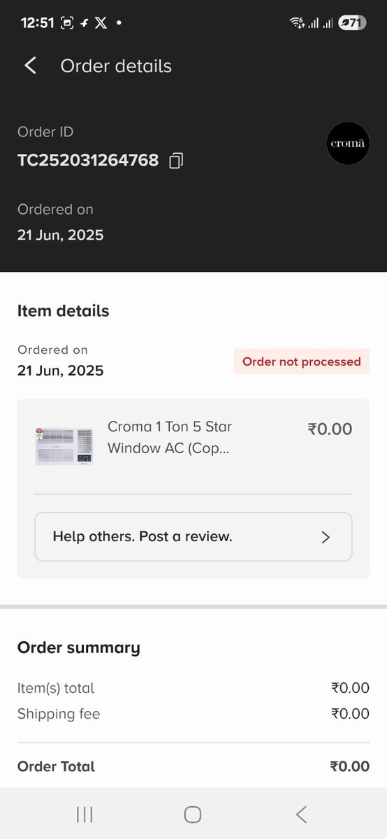 djayneha2017's tweet photo. There is an order that did not get processed on @tata_neu the money got deducted from the credit card. I need information on when I can expect the refund. @TataCompanies https://t.co/H05zShcOxN