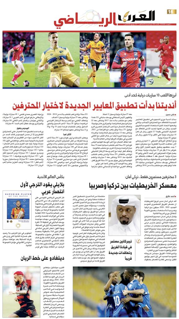 📰| أبرز عناوين غلاف عدد اليوم من المحلق الرياضي لجرايدنا المحلية

🗞️ صحيفة الراية:
🔗 raya.com/uploads/pdf/20…

🗞️ صحيفة الوطن:
🔗 al-watan.com/uploads/pdf/20…

🗞️ صحيفة الشرق:
🔗 m.al-sharq.com/pdf/20250622_1…

🗞️ صحيفة العرب:
🔗 m.alarab.qa/pdf/20250622_1…