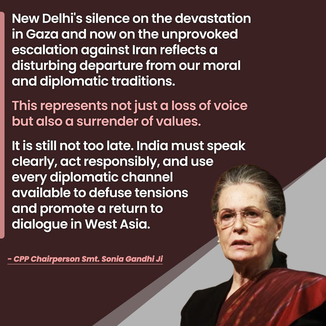 INCIndia's tweet image. India must speak clearly, act responsibly, and use every diplomatic channel available to defuse tensions and promote a return to dialogue in West Asia.