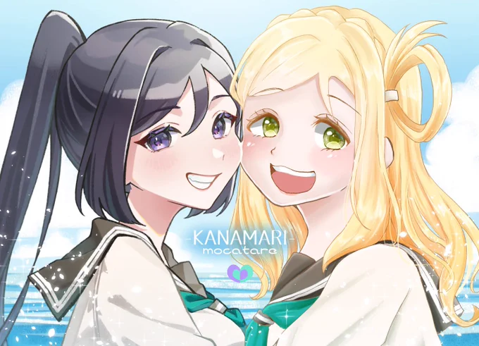 もかたれ合作したよ! ありがとうAqours!ワッショイ! 素敵なお友達と出会わせてくれたAqoursに感謝! かなんちゃん→たれこ まりちゃん→もかん