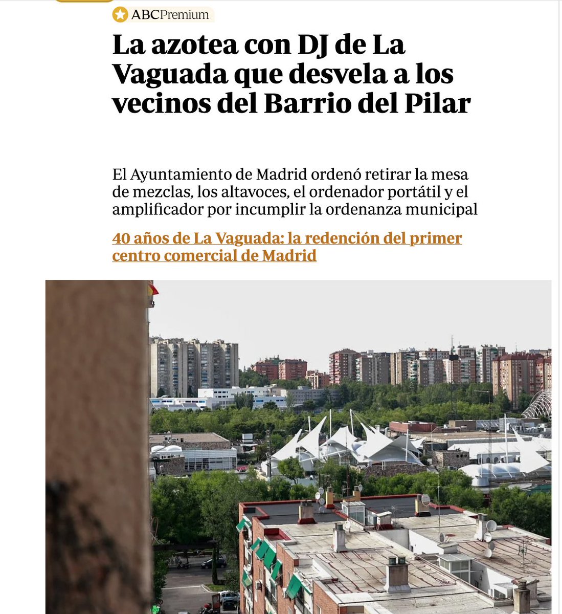 El Ayuntamiento de Madrid ordenó retirar la mesa de mezclas, los altavoces, el ordenador portátil y el amplificador por incumplir la ordenanza municipal.

Felicitaciones <a href="/RuidoBPilar/">RuidoBarrioDelPilar</a> 

abc.es/espana/madrid/…

<a href="/_EstradaYolanda/">Yolanda Estrada</a> <a href="/Esther_Gomez_M/">Esther Gómez Morante</a> @inmaidecaceres <a href="/M_Presidencia/">Ministerio de la Presidencia, Justicia y R. Cortes</a>