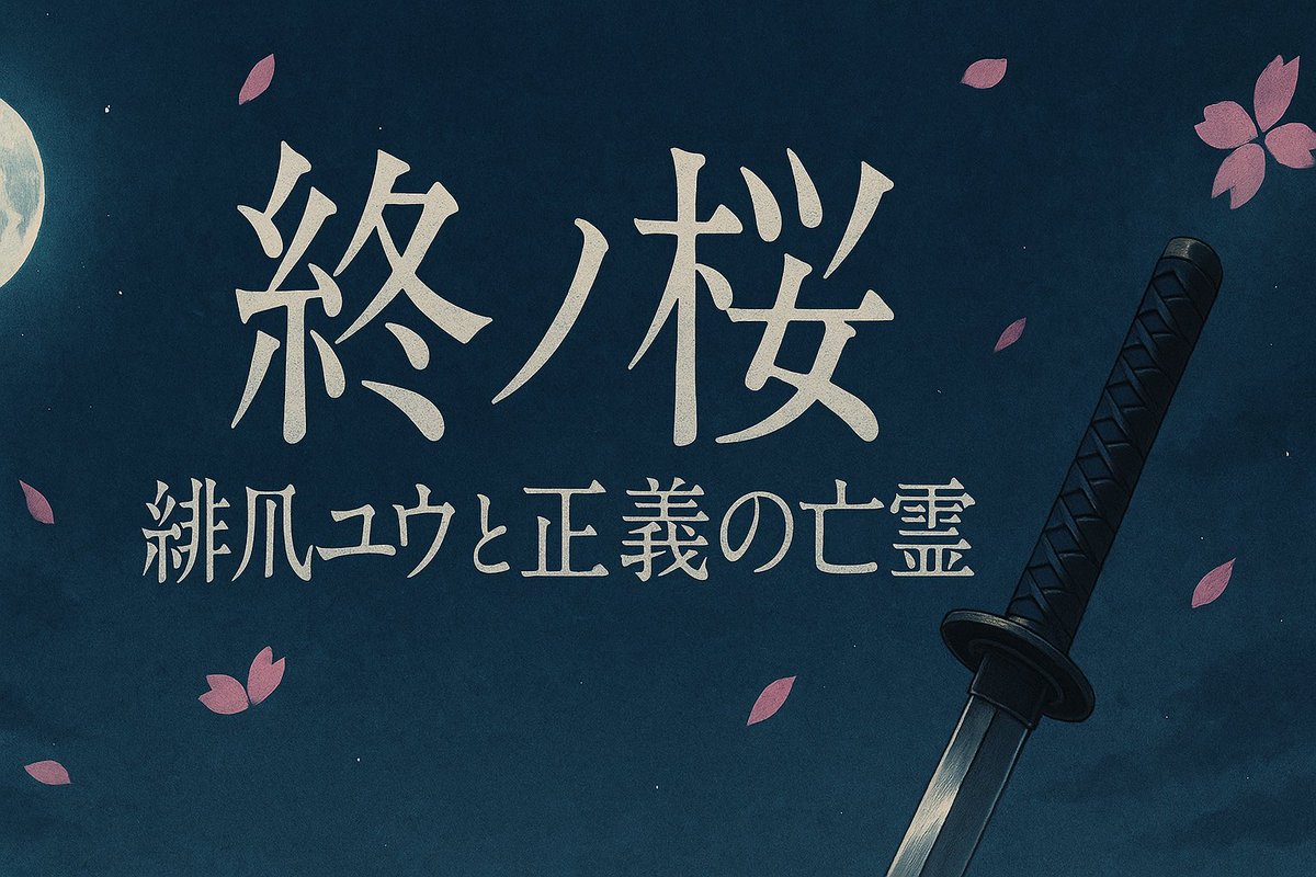 runnnoa's tweet image. 刀が“思想”を斬り裂き、
亡霊が名を求めて彷徨う。
―今、誇りは問われる。
『終ノ桜 ―緋凪ユウと正義の亡霊―』
物語、解禁。
▼カクヨムで公開中
kakuyomu.jp/works/16818622…
#小説 #Web小説 #終ノ桜
#考察歓迎 #ダークファンタジー