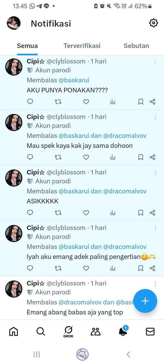 baskarui's tweet image. Isinya sayang adek @clyblossom kecuali satu biji abang nyempil