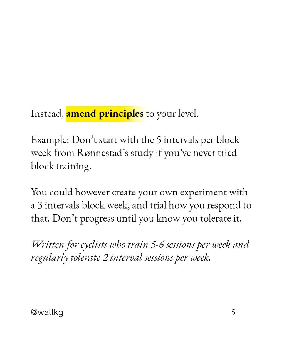 Your friendly reminder not to copy-paste training protocols from research. 

(Quite often a terrible idea)

Or from other athletes, for that matter. 

Instead, identify principles and apply to your situation as appropriate.