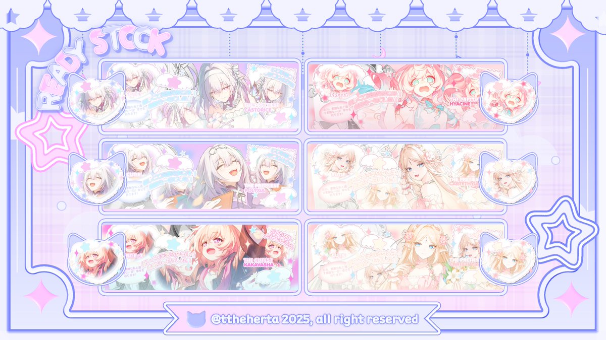 ttheherta's tweet photo. Help retweet/like, thank you 🩵

Selamat siang, aku ada 22 ready stock layout mostly HSR, wuwa, genshin. price bisa dilihat di alt &amp; payment QRIS. bisa ditake pada jam 15.00 WIB by DM, test DM diperbolehkan sampai jam 14.55 https://t.co/T5O3mQpTX5