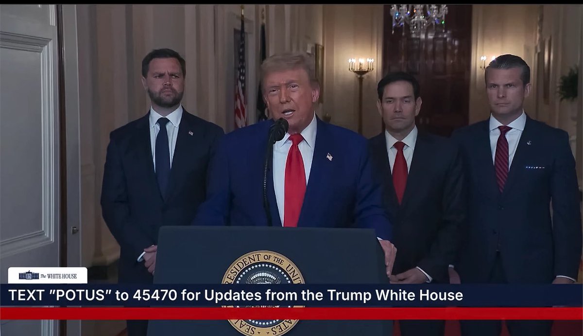 MENSAJE COMPLETO DE DONALD TRUMP

Muchas gracias.

Hace un momento, las fuerzas militares de Estados Unidos llevaron a cabo ataques de precisión masivos contra tres instalaciones nucleares clave del régimen iraní: Fordo, Natanz e Isfahan. Todos han escuchado esos nombres durante