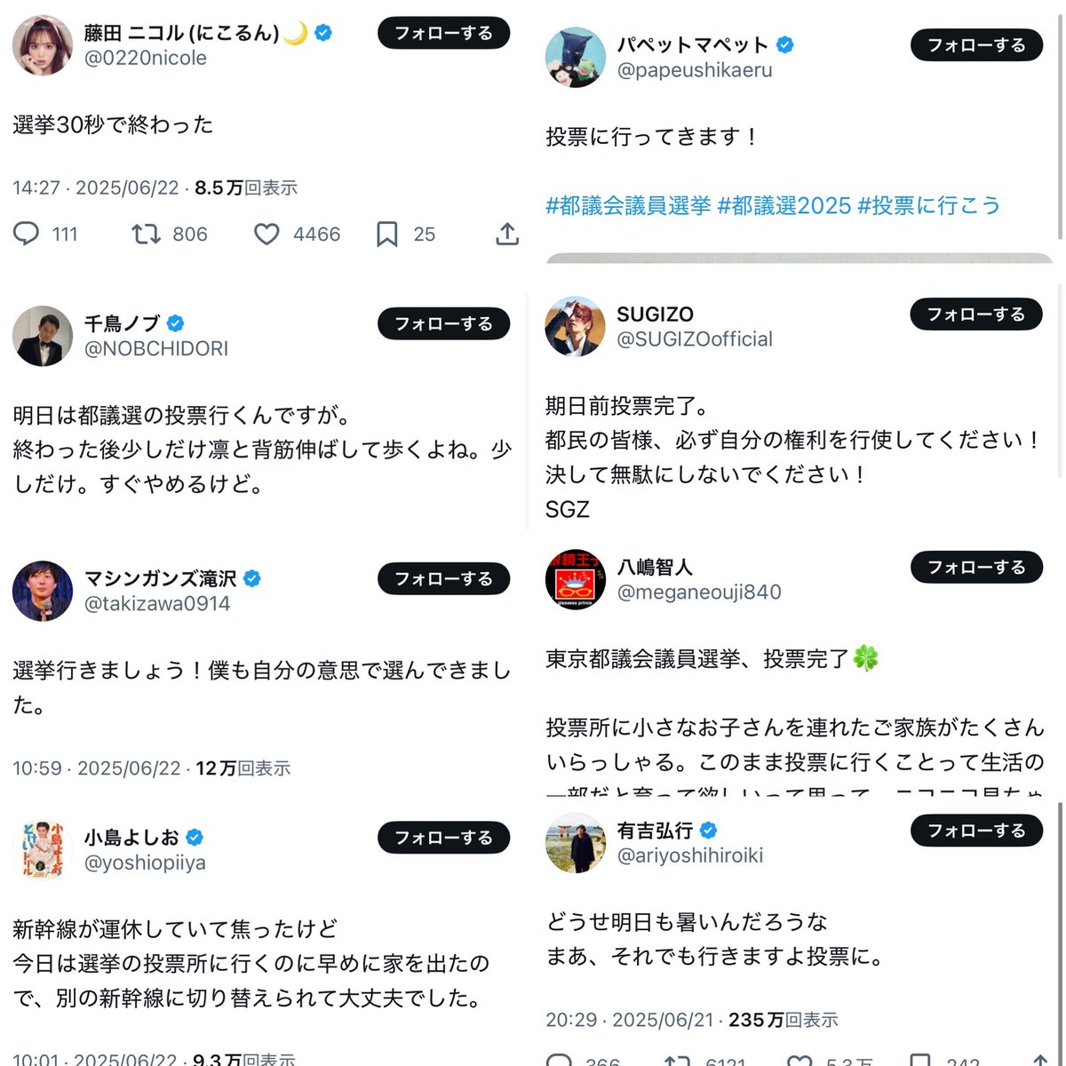 subesubebuncho's tweet photo. 芸能人も選挙に行ってる👍

#選挙へ行こう
#選挙に行こう
#東京都議会議員選挙2025 https://t.co/G9iHcFuG45