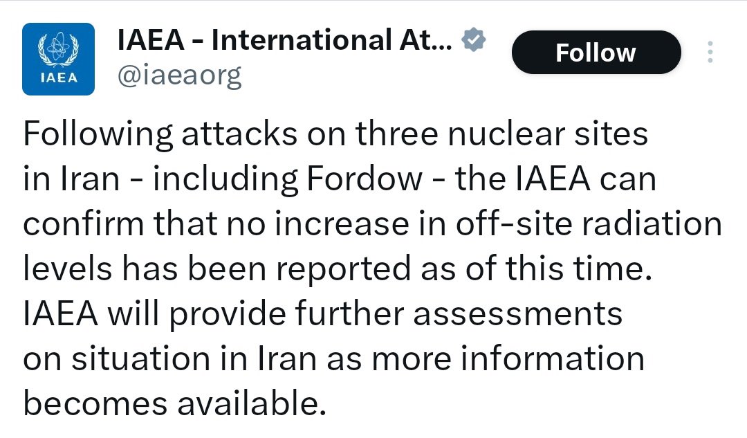 IAEA का बयान 

ईरान में फ़िलहाल परमाणु विकिरण नहीं