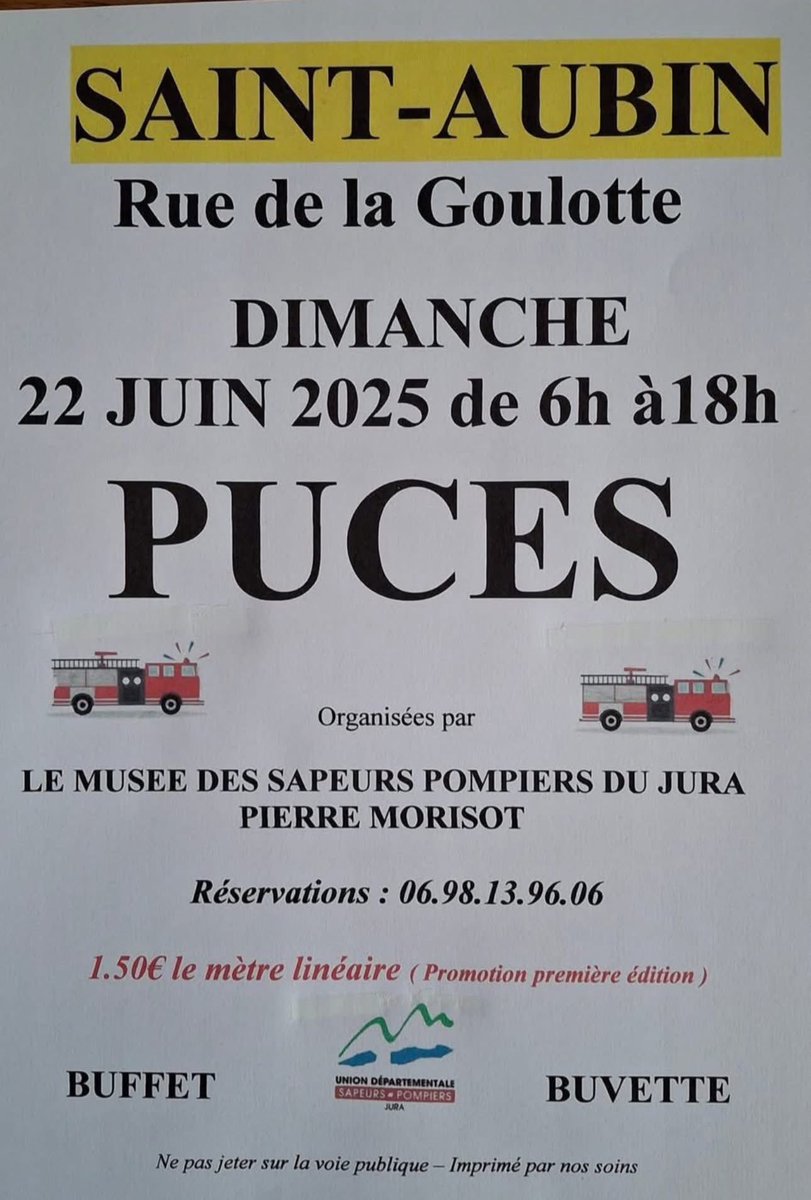 UDSP 39 (@udsp_39) on Twitter photo #puces ☀️🚒 | C’est aujourd’hui au musée de 6h à 18h à Saint-Aubin ! 👌🏻 Venez nombreux ! 👍🏻 <a href="/guyon_j/">GUYON Jérôme</a> <a href="/ClmentComte1/">Clément Comte</a> <a href="/Rondot_Raphael/">Raphaël Rondot</a> <a href="/RICHARD_Sy25/">RICHARD Sylvain</a> <a href="/eleonore_vrmr/">eleonore</a> <a href="/micka39/">Mickael Puyfages</a> <a href="/phuguenet/">Philippe Huguenet</a> <a href="/Piquet804/">Nicolas Piquet</a> #puces ☀️🚒 | C’est aujourd’hui au musée de 6h à 18h à Saint-Aubin ! 👌🏻 Venez nombreux ! 👍🏻 <a href="/guyon_j/">GUYON Jérôme</a> <a href="/ClmentComte1/">Clément Comte</a> <a href="/Rondot_Raphael/">Raphaël Rondot</a> <a href="/RICHARD_Sy25/">RICHARD Sylvain</a> <a href="/eleonore_vrmr/">eleonore</a> <a href="/micka39/">Mickael Puyfages</a> <a href="/phuguenet/">Philippe Huguenet</a> <a href="/Piquet804/">Nicolas Piquet</a>