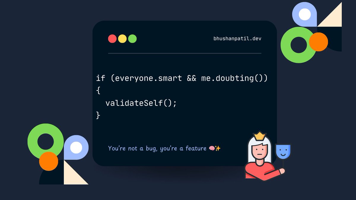 frontendgenius's tweet image. You’re not a bug, you’re a feature 🧠✨
👉 Free dev tools: frontendgenius.gumroad.com/l/toolkit
👉 Learn frontend, free: frontendgenius.gumroad.com/l/becomefronte…
#ImposterSyndrome #Frontend #DevConfidence
Follow For More