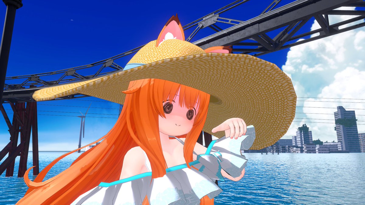 #VRChat 
夏はこんな感じでいきましょうかね、からの
なぜこの炎天下で外に出てしまったのかの顔