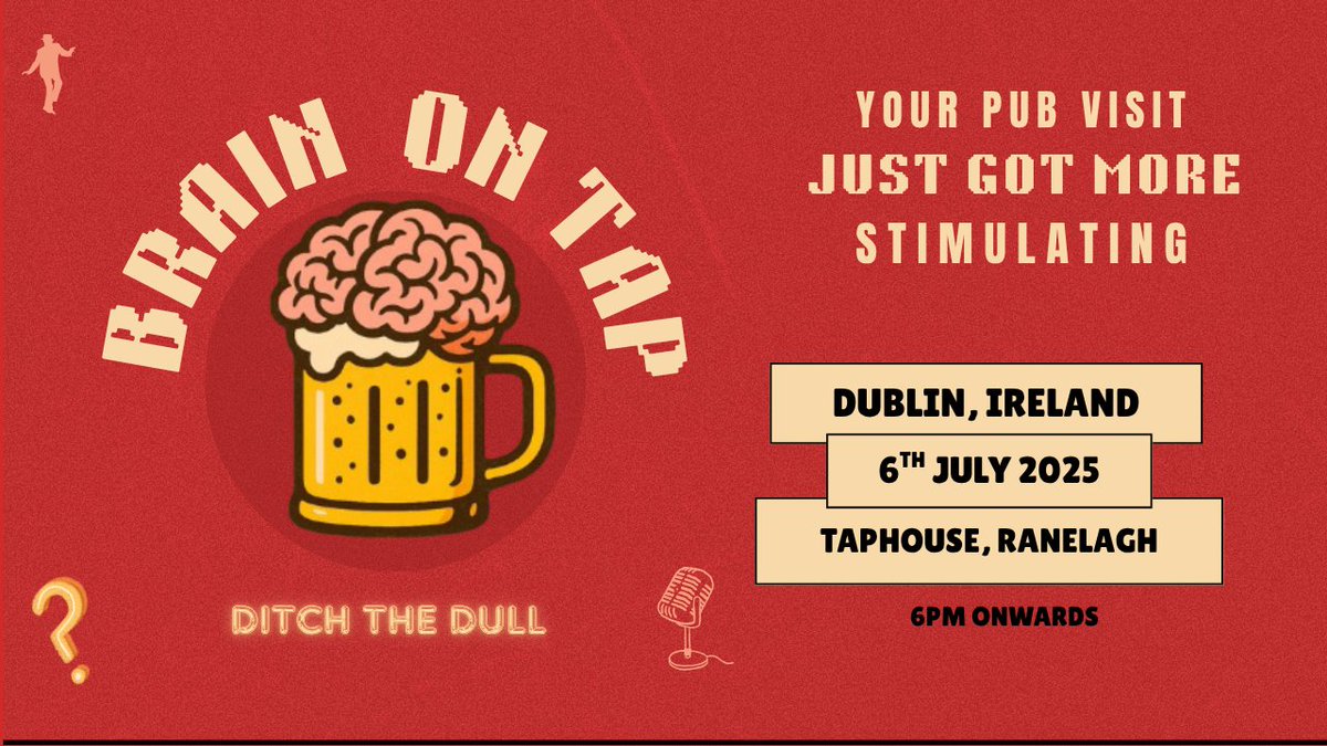 From the people who brought you the DoX Newsletter,

we present to you... Brain On Tap!🧠🍺

A fresh social series blending drinks with ideas. Each night features a new guest, from musicians to scientists.

More details here: eventbrite.com/e/brain-on-tap…