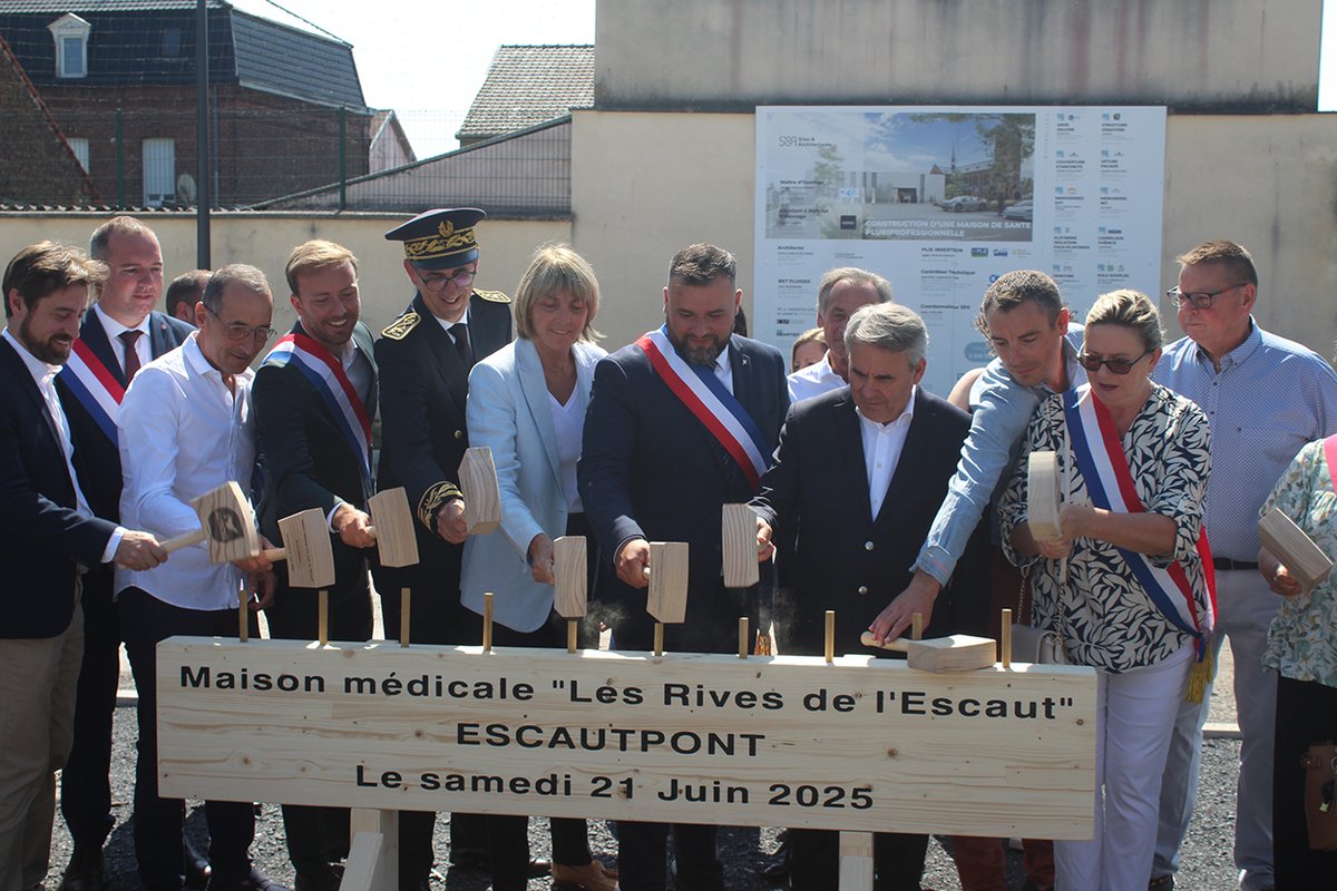 La construction de la future « Maison de Santé Pluridisciplinaire » est lancée sur Escautpont va-infos.fr/2025/06/22/esc…
