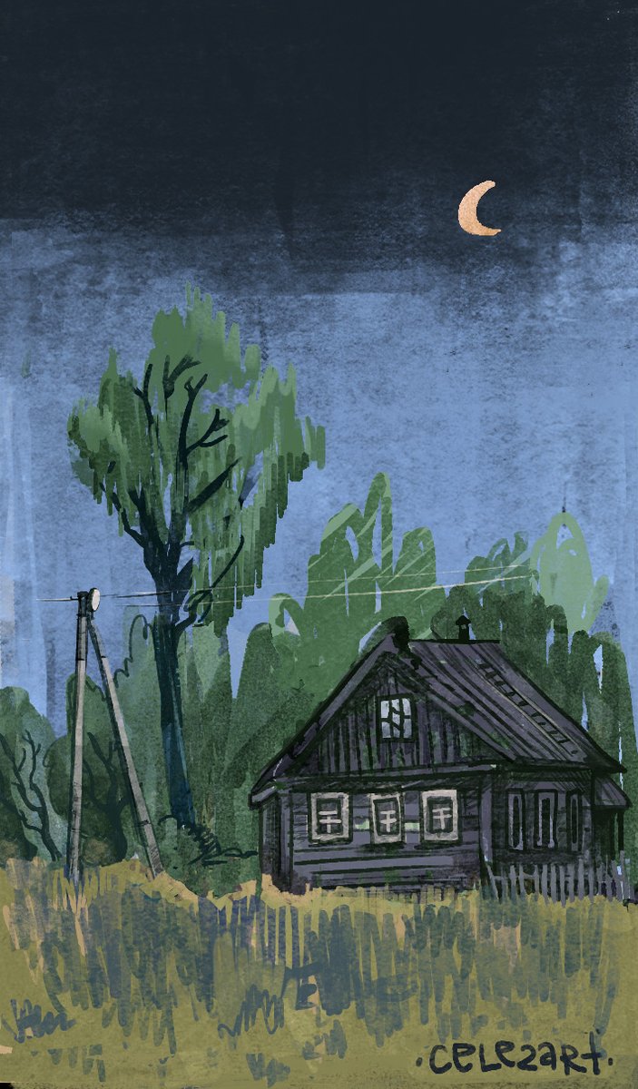 celezart's tweet image. Village house of my neightbor - 80 y.o. lady has here all her life. It's a deep countryside near the wild forest... I come here to my dad's house - help him dig potatoes and enjoy the silence while walking my dog.