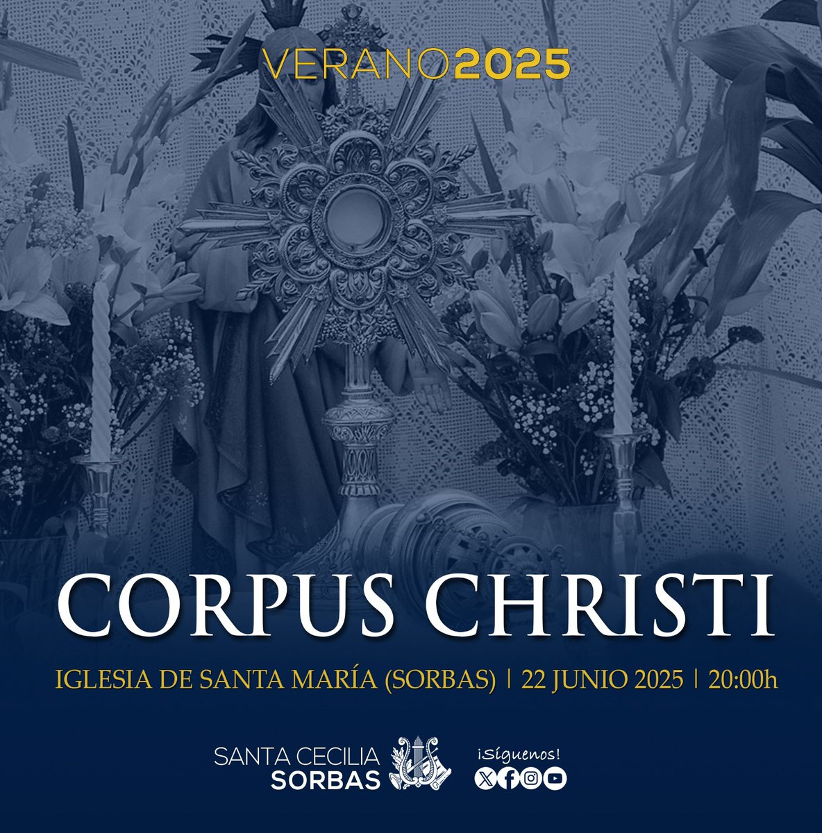 🔔 ¡Hoy tocamos!

Esta tarde las Marchas Eucaristísticas volverán a sonar en nuestro pueblo. Acompañamos al Santísimo Sacramento en la Procesión del Corpus Christi de Sorbas.

Toda la info 👇🏻 
bandasorbas.blogspot.com/2025/06/verano…

#SoñandoMúsica