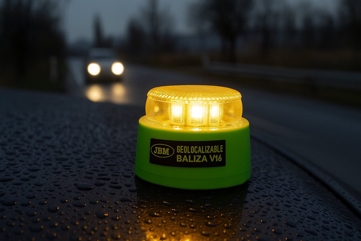 Sumicall's tweet photo. Nueva Baliza V16 JBM con geolocalización 🌐

✔️ Obligatoria en España desde enero 2026
✔️ Conectada a la DGT 3.0
✔️ Visible hasta 100 metros
✔️ Autonomía de 3 horas
✔️ ¡Con SIM incluida y cobertura por 13 años!

🛒 Compra ahora: https://t.co/643IiH5NsI

#SeguridadVial #BalizaV16 https://t.co/PoKKeLrDnv