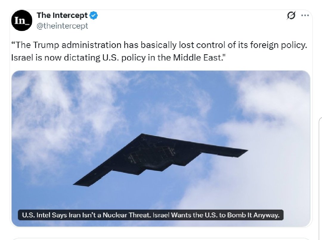 TAQADDUS12's tweet photo. "It seems like #Israel has a strong influence over U.S. policies—it's as if #America is no longer fully independent in its decisions."

#IranIsraelConflict
#IranVsIsrael https://t.co/4lKRkZ0BBG