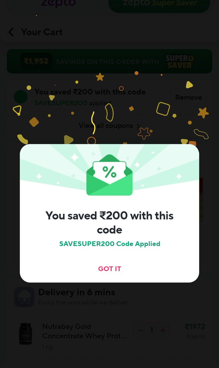 Aslam12__'s tweet photo. @ZeptoNow @zeptocares  can you explain this issue or glitch for people who order on a daily basis but no benefits. Coupon applied but still asking for the actual amount. #zepto https://t.co/7mFaveUV2X