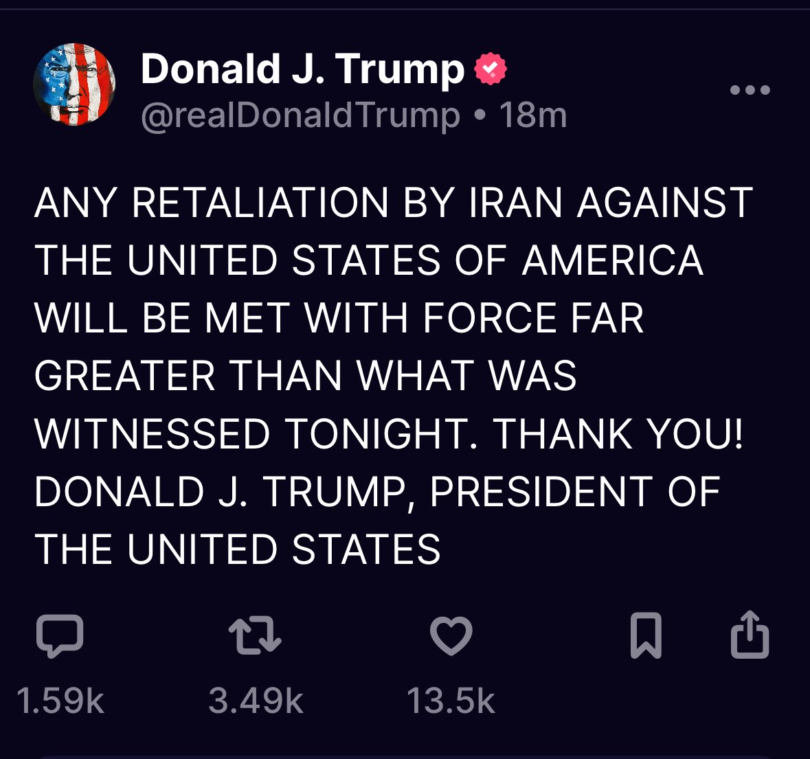 danriversitv's tweet image. Trump warns Iran not to retaliate