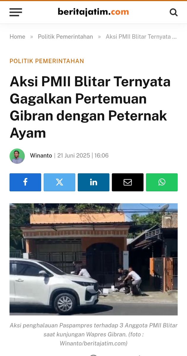 Ternyata aksi "Caper" PMII ada maksud lain, buat mencegah Gibran ketemu Peternak Ayam di Blitar, pesenan Mafia Koruptor lagi aksinya??
Bahkan bikin warga dan pimpinan Blitar malu gara2 aksi caper PMII itu.
Emang Mahasewa itu cuma nyusahin rakyat doang.
beritajatim.com/aksi-pmii-blit…