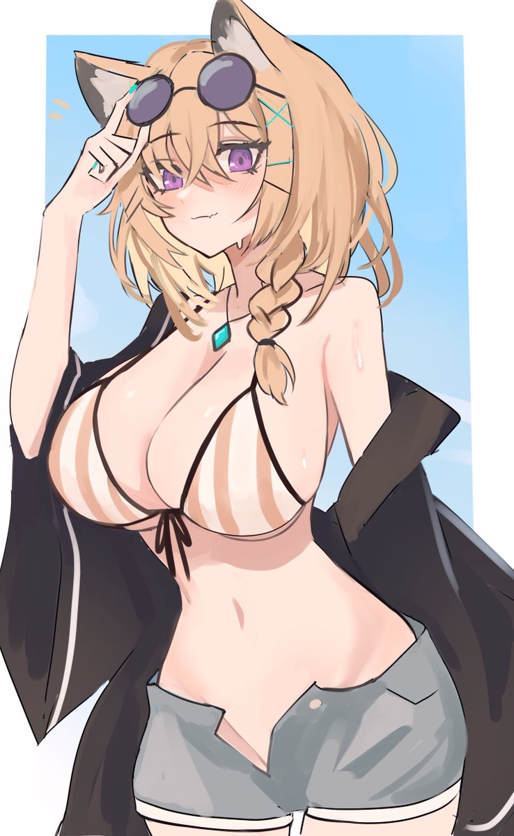 ウタゲ(アークナイツ) 「夏だし水着ウタゲちゃんでも乗せるか」|志之塚のイラスト