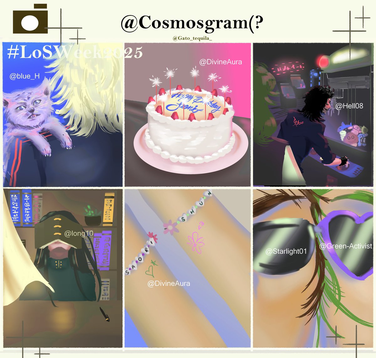 #LoSWeek2025 
Day 7: Free Day.

They all have social media. 
-Shun is an activist. 🌱/🐢
-Hyoga secretly loves cats. 
-Ikki hates losing to claw machines.
-Shiryu loves reading at the library.
-Seiya loves the beach.
-They all have friendship bracelets!