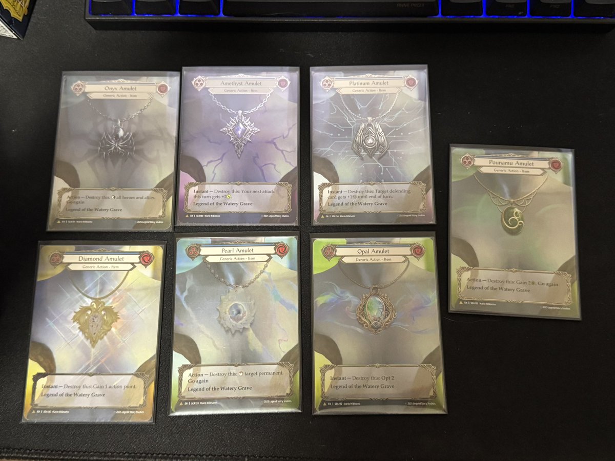FaBTCG community I am looking for the illusive Marvel Sapphire Amulet. Help me get my last one! Ruby is in the mail not pictured sadly.

#FabTCG