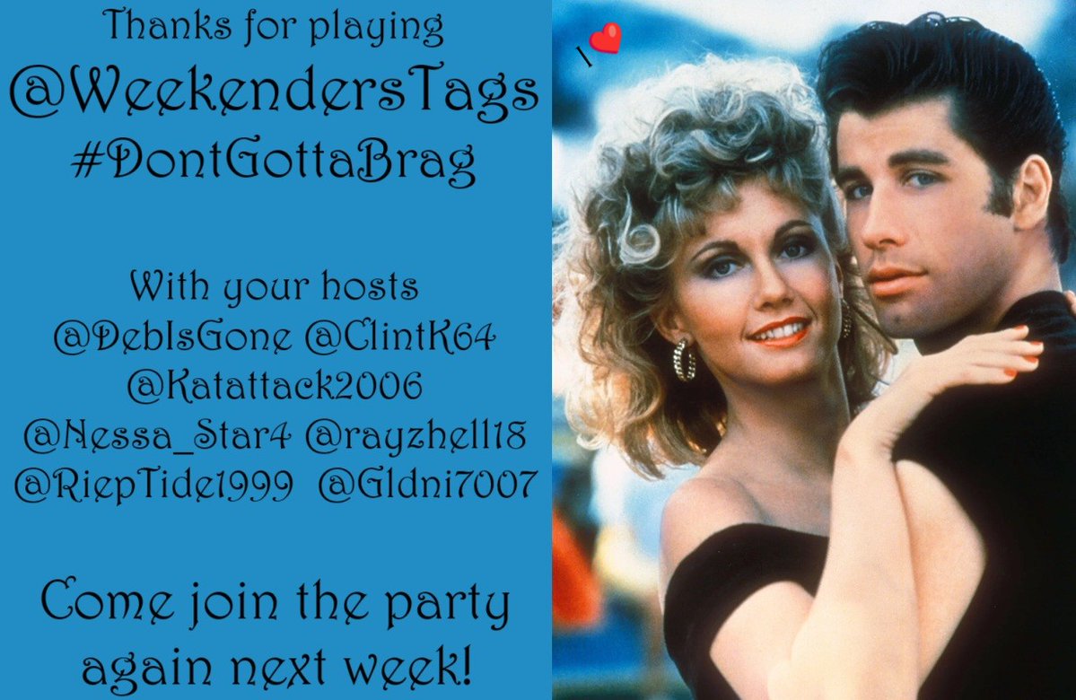 WeekendersTags (@weekenderstags) on Twitter photo Thanks for playing <a href="/WeekendersTags/">WeekendersTags</a>
#DontGottaBrag!
<a href="/DebIsGone/">DebIsGone</a> & <a href="/ClintK64/">Clint Kritzer</a> thank our Humble Guests <a href="/Nessa_Star4/">Secia G</a> <a href="/rayzhell18/">RฮฑแงศฅHาฝส
ส
</a> <a href="/RiepTide1999/">The Grim Rieper ๐</a> <a href="/Katattack2006/">katattack๐ด๐ฆฉโ๏ธ</a> & <a href="/Gldni7007/">Golden I ๐๐บ๐ฆ๐๐๐๏ธ๐๐ถ๐๐พโโ๏ธโพ๐ญ๐</a> for giving us reason to boast tonight!
Come join the party again next week! Iโค๏ธ
1/5 Thanks for playing <a href="/WeekendersTags/">WeekendersTags</a>
#DontGottaBrag!
<a href="/DebIsGone/">DebIsGone</a> & <a href="/ClintK64/">Clint Kritzer</a> thank our Humble Guests <a href="/Nessa_Star4/">Secia G</a> <a href="/rayzhell18/">RฮฑแงศฅHาฝส
ส
</a> <a href="/RiepTide1999/">The Grim Rieper ๐</a> <a href="/Katattack2006/">katattack๐ด๐ฆฉโ๏ธ</a> & <a href="/Gldni7007/">Golden I ๐๐บ๐ฆ๐๐๐๏ธ๐๐ถ๐๐พโโ๏ธโพ๐ญ๐</a> for giving us reason to boast tonight!
Come join the party again next week! Iโค๏ธ
1/5