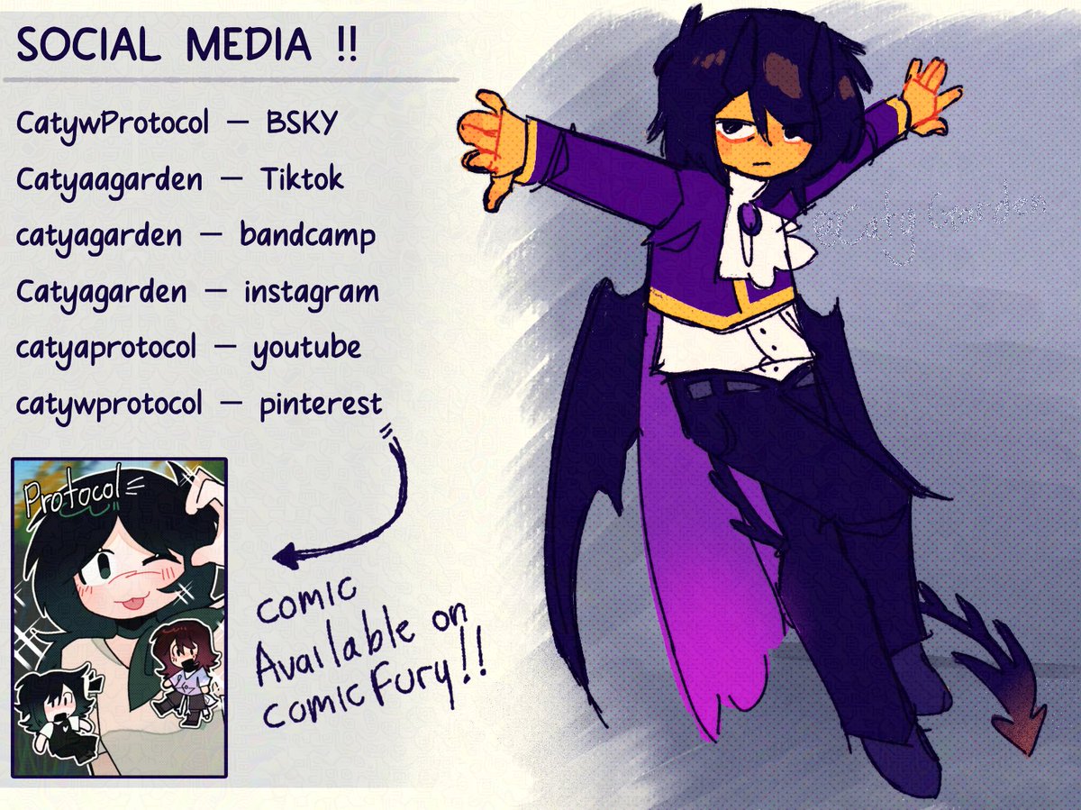 CatyGarden's tweet image. SOCIALS !!✨️
—
The links to my socials are on here! catyagarden.carrd.co
The link to the comic: protocol.thecomicseries.com
The comic will be updated everyday. (If i can)