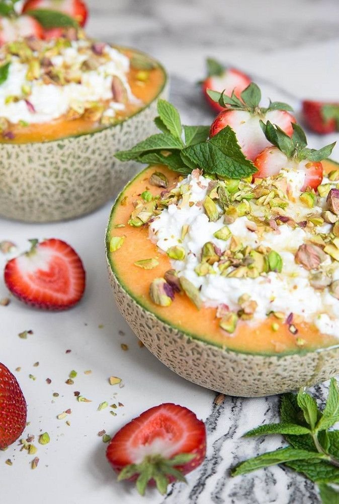 Cantaloupe breakfast bowls.