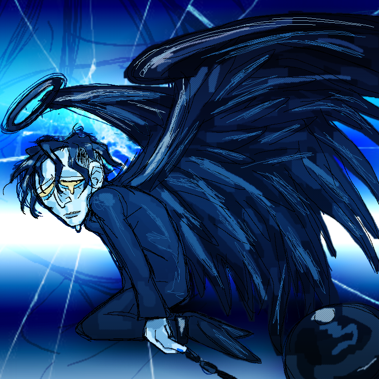 BIGTOPYAO1's tweet image. that one pose he did reminded me of emo circa 2000s angst art so I drew him like that LOL #bigtopburger