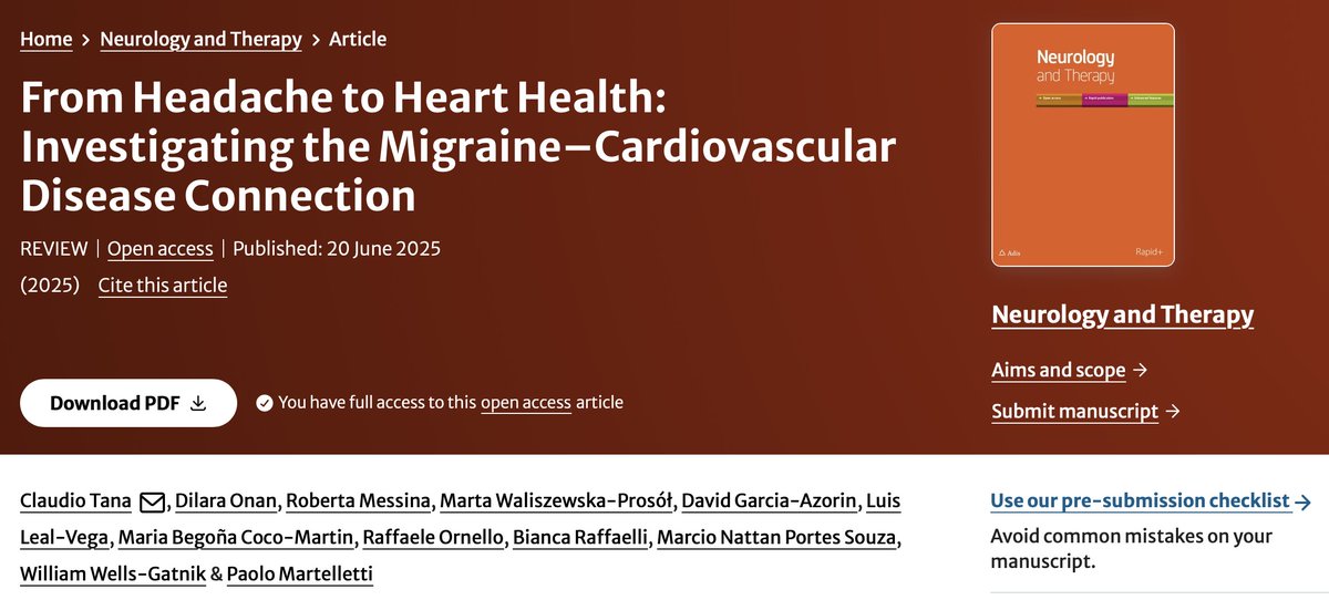 Paolo Martelletti (@p_martelletti) on Twitter photo Bridging Disciplines: A Review for Internists, Cardiologists & Neurologists. Migraine & Hearth Health. rdcu.be/esAj1 Bridging Disciplines: A Review for Internists, Cardiologists & Neurologists. Migraine & Hearth Health. rdcu.be/esAj1
