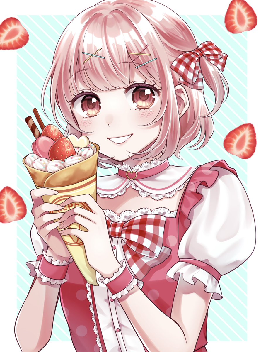 息抜きに久々のカラーイラストです✨クレープ描くの楽しかった🍓