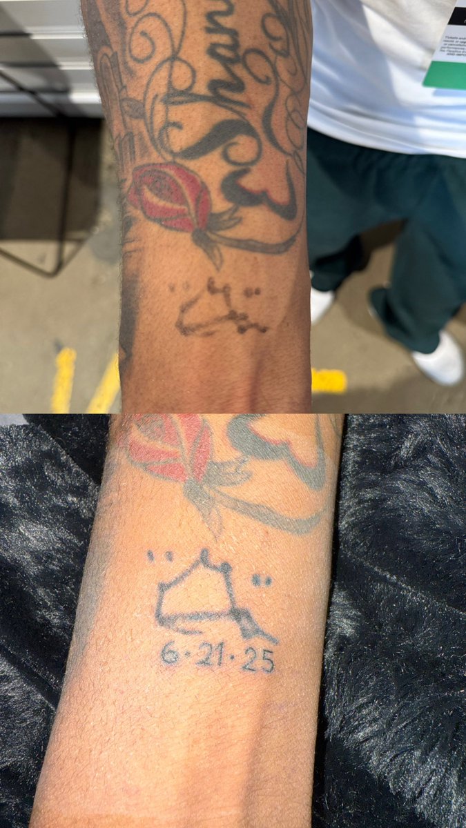 FearedBuck's tweet photo. Tylil got LeBron James’ autograph on his wrist tattooed 😭 https://t.co/ciQR8ccYRn